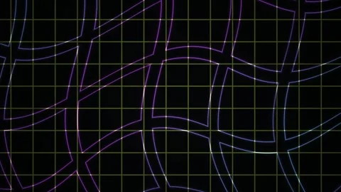 Abstract Digital Grid Animation with Glowing Neon Wave Patterns. Stock Footage 340501320