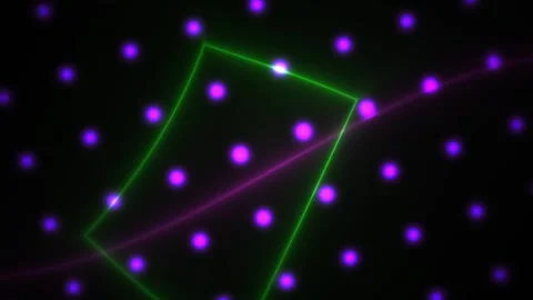 Abstract Digital Grid Animation with Glowing Purple Dots and Geometric Frames Stock Footage 340501492