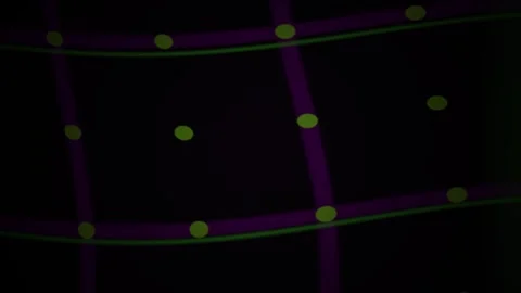 Abstract Digital Grid Animation with Glowing Yellow Dots and Purple Geometr.. Stock Footage 340501922
