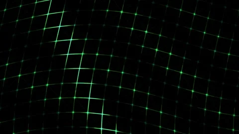Abstract Digital Grid Animation with Glowing Green Light Nodes and Motion W.. Stock Footage 341781279