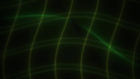 Abstract Digital Grid Animation with Glowing Green Light Waves Moving Acros.. Stock Footage 341781328