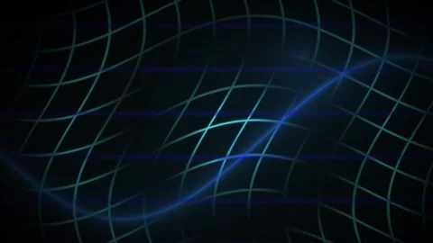 Abstract Digital Grid Animation with Glowing Light Waves. Stock Footage 341781561