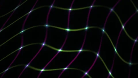 Abstract Digital Grid Animation with Glowing Nodes and Wavy Lines. Stock Footage 341781712