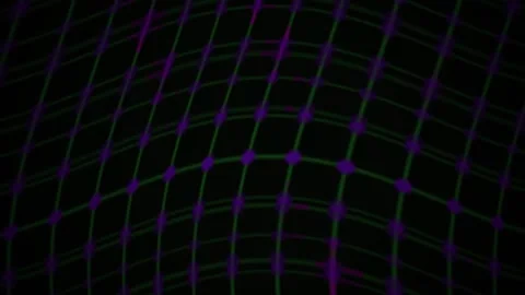 Abstract Digital Grid Animation with Glowing Nodes and Wavy Geometric Pattern Stock Footage 341781753