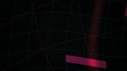 Abstract Digital Grid Animation with Glowing Pink Rectangular Elements. Video stock 341781762