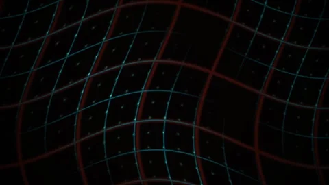 Abstract Digital Grid Animation with Glowing Red and Teal Neon Lines. Stock Footage 341781870