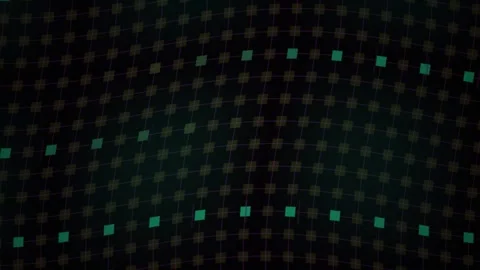 Abstract Digital Grid Animation with Glowing Teal and Dark Red Square Pixels. Stock Footage 341781944
