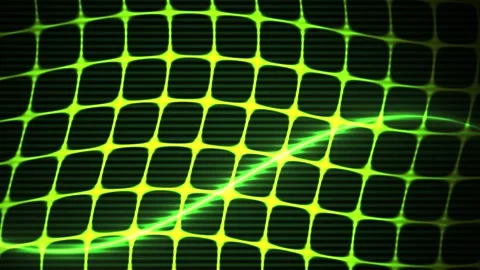 Abstract Digital Grid Animation with Glowing Green Light Waves. Stock Footage 341807210