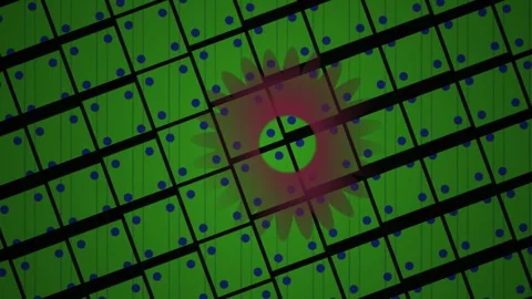 Abstract Digital Grid Animation with Pulsing Geometric Star Shape. Stock Footage 340502091