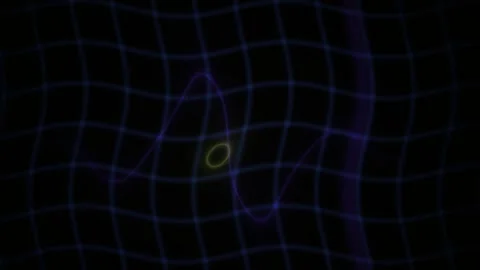 Abstract Digital Grid Animation with Pulsing Light Waves and Geometric Dist.. Stock Footage 340502198