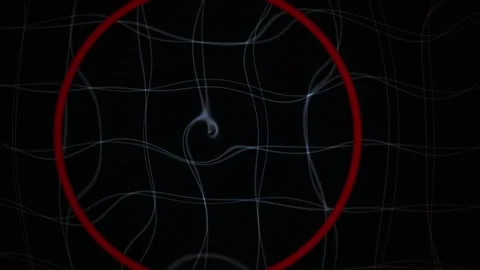 Abstract Digital Grid Animation with Pulsing Red Circular Wave Effects. Stock Footage 340502390