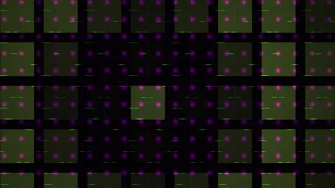 Abstract Digital Grid Animation with Pulsing Geometric Squares and Data Flow. Stock Footage 341782026