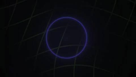 Abstract Digital Grid Animation with Pulsing Neon Circular Light Effect. Stock Footage 341782054