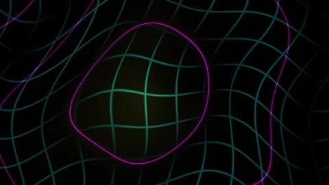 Abstract Digital Grid Animation with Pulsing Neon Geometric Patterns. Stock Footage 341801770
