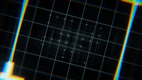 Abstract digital grid background and glowing lens distortion Stock Footage 264010308