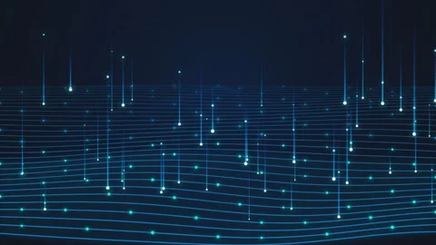 Abstract digital grid background with blue glowing vertical light particles.. Stock Footage 340971133