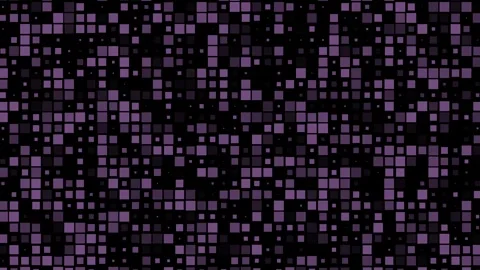 Abstract Digital Grid Background with Flickering Purple and Black Squares. Stock Footage 339140107