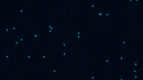 Abstract digital grid background with glowing blue light particles spread out Stock Footage 335145865