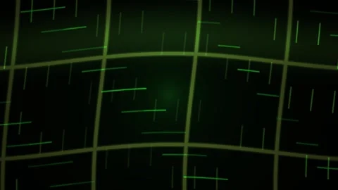 Abstract Digital Grid Background with Glowing Green Light Streaks and Data .. Stock Footage 340502480