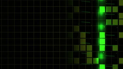 Abstract Digital Grid Background with Glowing Green Pixelated Data Flow. Stock Footage 340502486