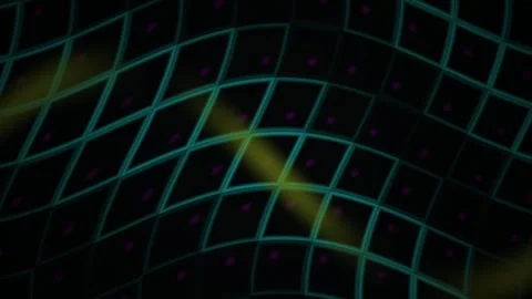 Abstract Digital Grid Background with Glowing Light Waves and Particle Effect Stock Footage 340502537