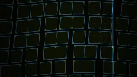 Abstract Digital Grid Background with Glowing Neon Rectangular Frames. Stock Footage 340502571