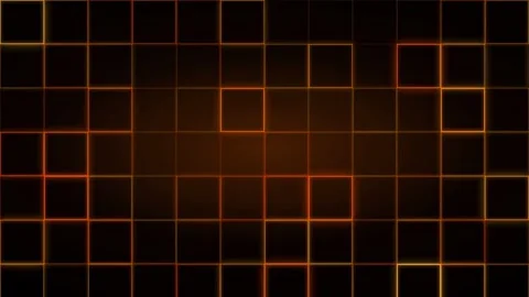 Abstract digital grid background with glowing orange and red squares on dark Stock Footage 346212198
