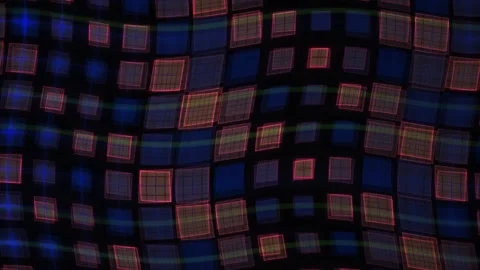 Abstract Digital Grid Background with Pulsing Blue and Purple Light Waves. Stock Footage 340502662