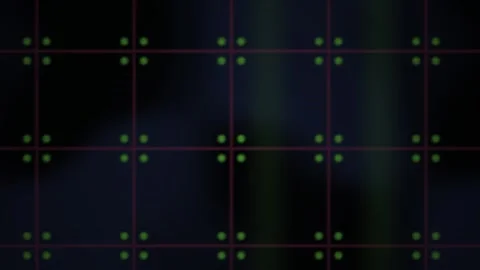 Abstract Digital Grid Background with Pulsing Green Light Effects. Stock Footage 340502709
