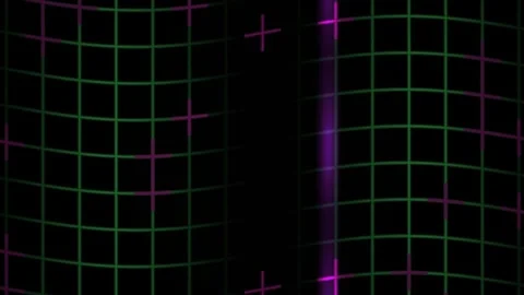 Abstract Digital Grid Background with Pulsing Neon Light Effects. Stock Footage 340502963
