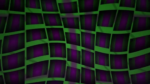 Abstract Digital Grid Background with Pulsing Purple and Green Geometric Pa.. Stock Footage 340503105