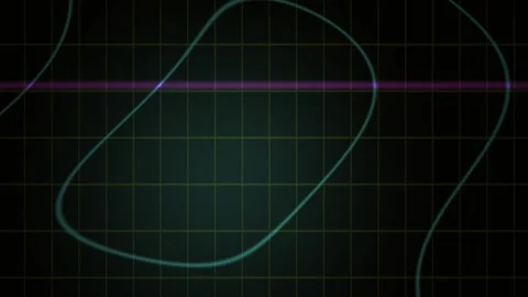 Abstract Digital Grid Background with Pulsing Neon Light Waves and Scanning.. Stock Footage 341782788