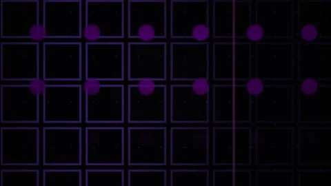 Abstract Digital Grid Background with Pulsing Purple Light Nodes. Stock Footage 341782912