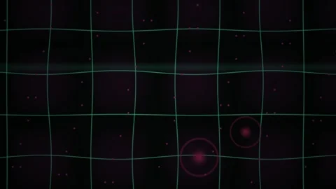 Abstract Digital Grid Background with Pulsing Red Circular Data Nodes and G.. Stock Footage 341782984