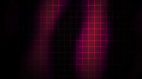 Abstract Digital Grid Background with Pulsing Red Light Effects. Stock Footage 341783078