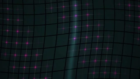 Abstract Digital Grid Background with Pulsing Red Light Nodes and Data Flow. Stock Footage 341783116