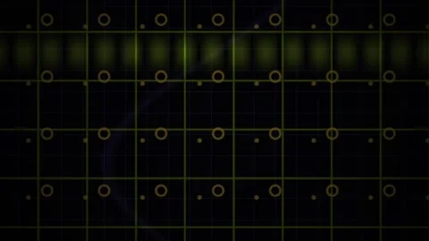 Abstract Digital Grid Background with Pulsing Yellow Light Waves. Stock Footage 341783145