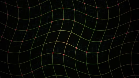 Abstract Digital Grid Background with Pulsing Red Light Nodes and Wave Motion Stock Footage 341783149