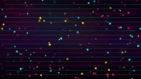 Abstract digital grid with colorful glowing pixel squares Stock Footage 337926070