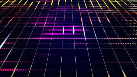 Abstract Digital Grid with Colorful Lines and Dots Stock Footage 288805472