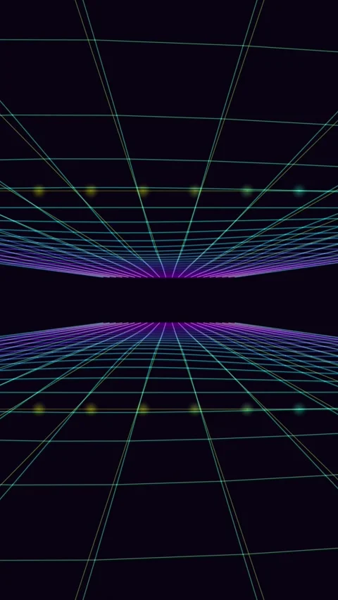 Abstract digital grid, cyberspace perspective, futuristic neon background Stock Footage 345976278