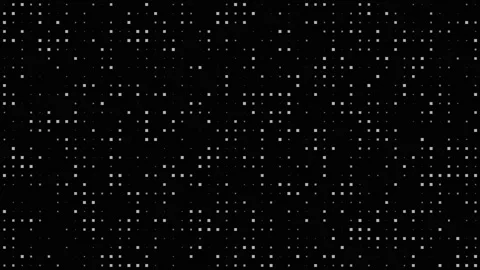 Abstract digital grid of flickering white pixels on a black background Stock Footage 335934384