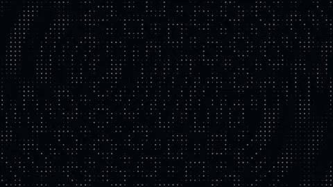 Abstract digital grid of flickering white dots on black background Stock Footage 335938038