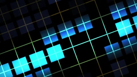 Abstract Digital Grid with Glowing Blue Squares and Lines. Stock Footage 334447474