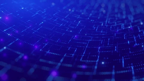 Abstract Digital Grid with Glowing Blue and Purple Dots and Lines 動画素材 344752614