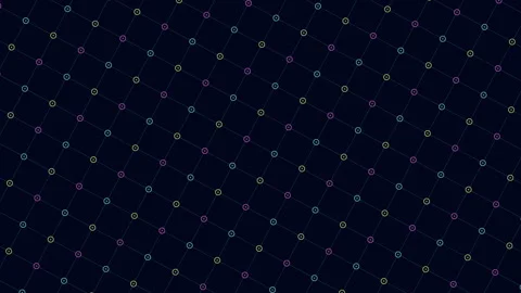 Abstract digital grid with glowing colored nodes, futuristic tech network Vídeos de archivo 333134386