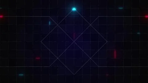 Abstract digital grid with glowing connections. Illustrazione stock