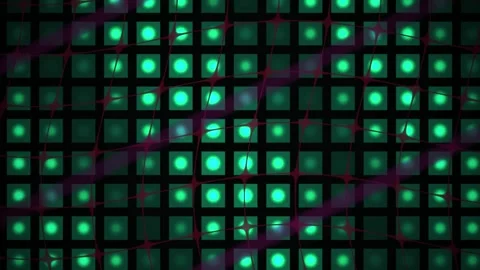 Abstract Digital Grid with Glowing Green Light Nodes and Pulsing Data Pattern Video stock 341783248
