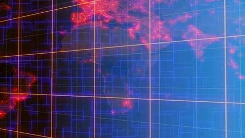 Abstract digital grid with glowing lines animated on a dark background. Stock Footage 259766288