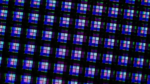 Abstract Digital Grid of Glowing Neon Pixels Stock Footage 332853849